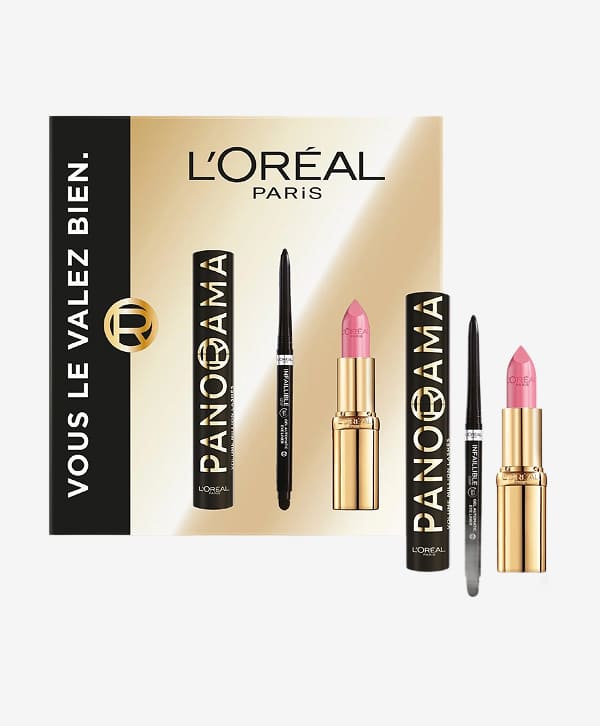 Coffret mascara, eyeliner et rouge à lèvres 
